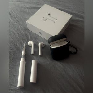 Apple AirPods 2nd Gen with Black Waterproof Case and Cleaning Kit